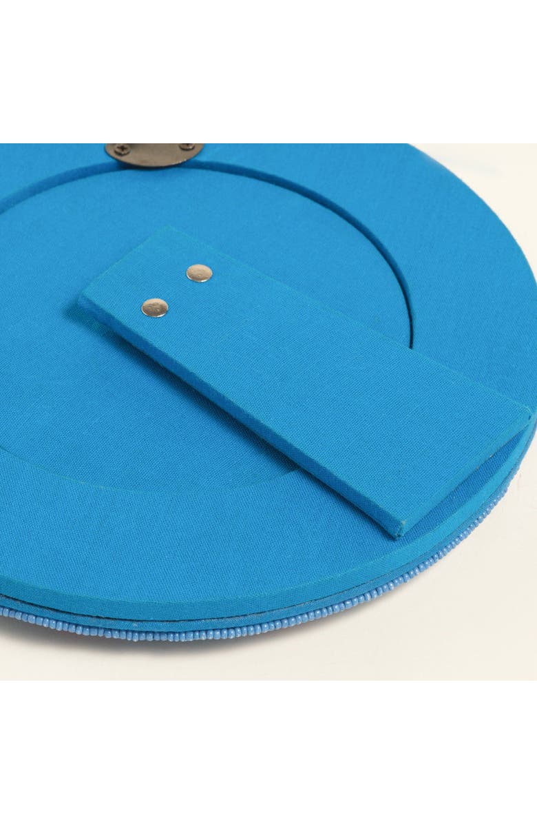 Zsa Zsa Zsu Dadri Round Decorative  Beaded Wood Frame Bloom 7 In, Alternate, color, Blue