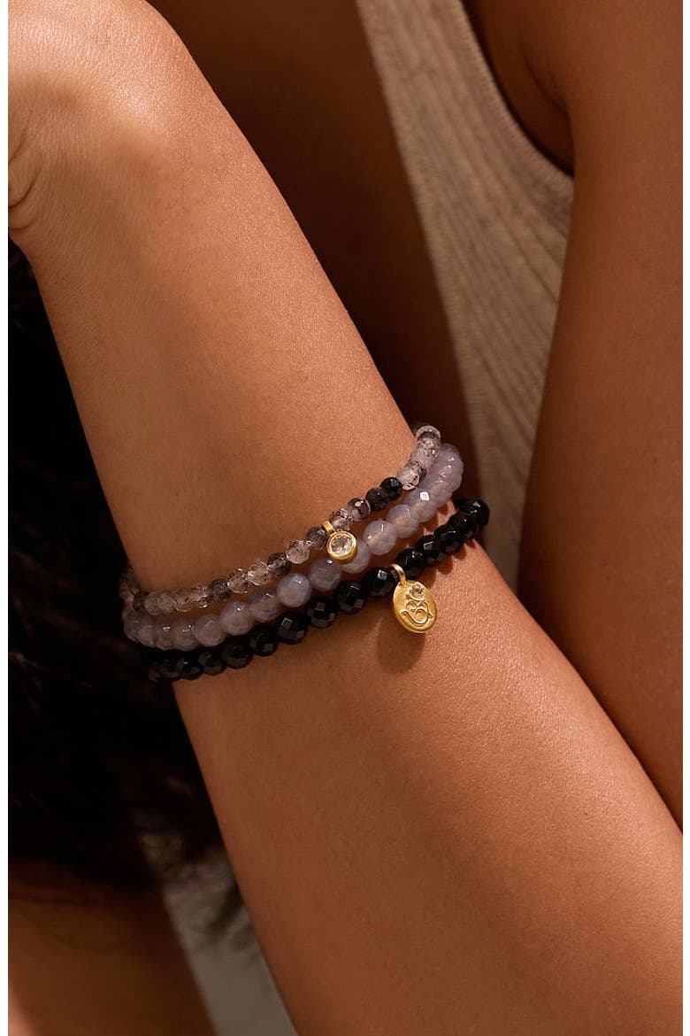 Manifest Fortune Gemstone Bracet Set, Alternate, color, Black