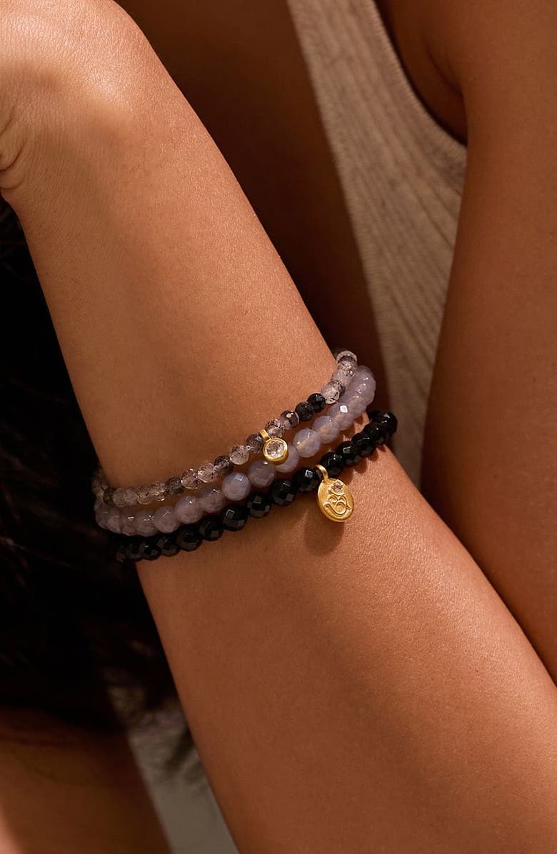 Satya Jewelry Manifest Fortune Gemstone Bracet Set, Alternate, color, Black