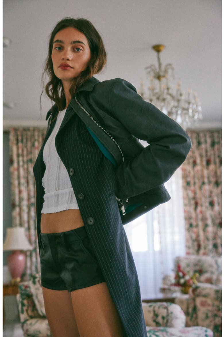 Blair Faux Leather Jacket, Alternate, color, CHARCOAL COMBO