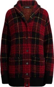 Lauren Ralph Lauren Plaid Shawl Collar Cardigan