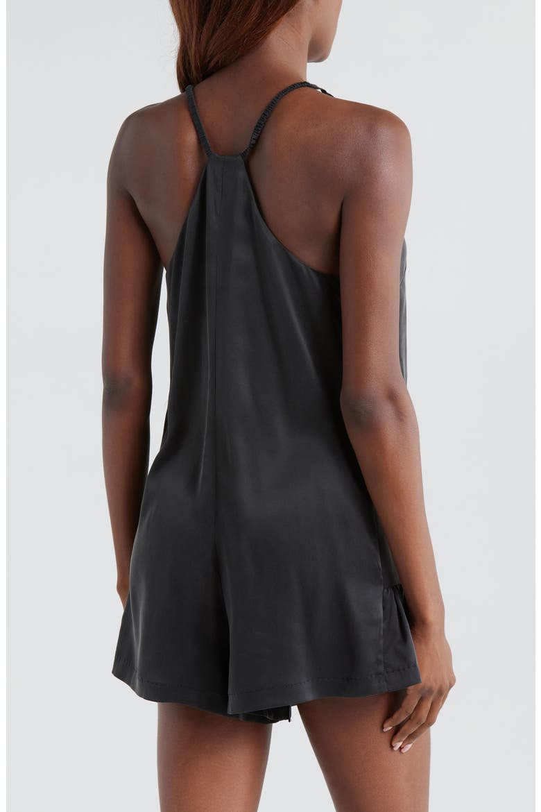 Washable Silk Pajama Romper, Alternate, color, IMMERSED BLACK