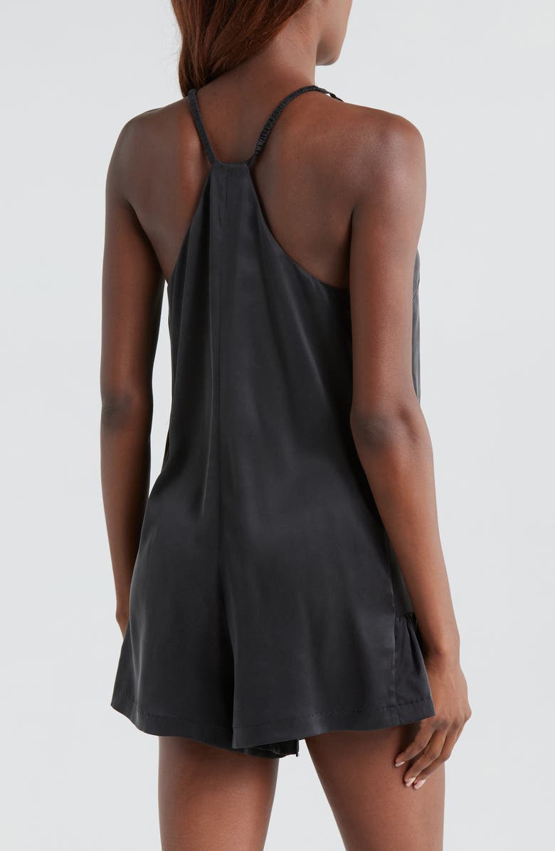 Lunya Washable Silk Pajama Romper, Alternate, color, Immersed Black