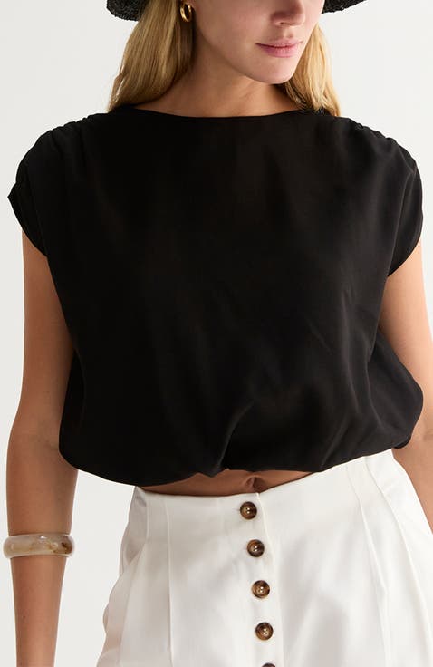 Cap Sleeve Bubble Hem Top