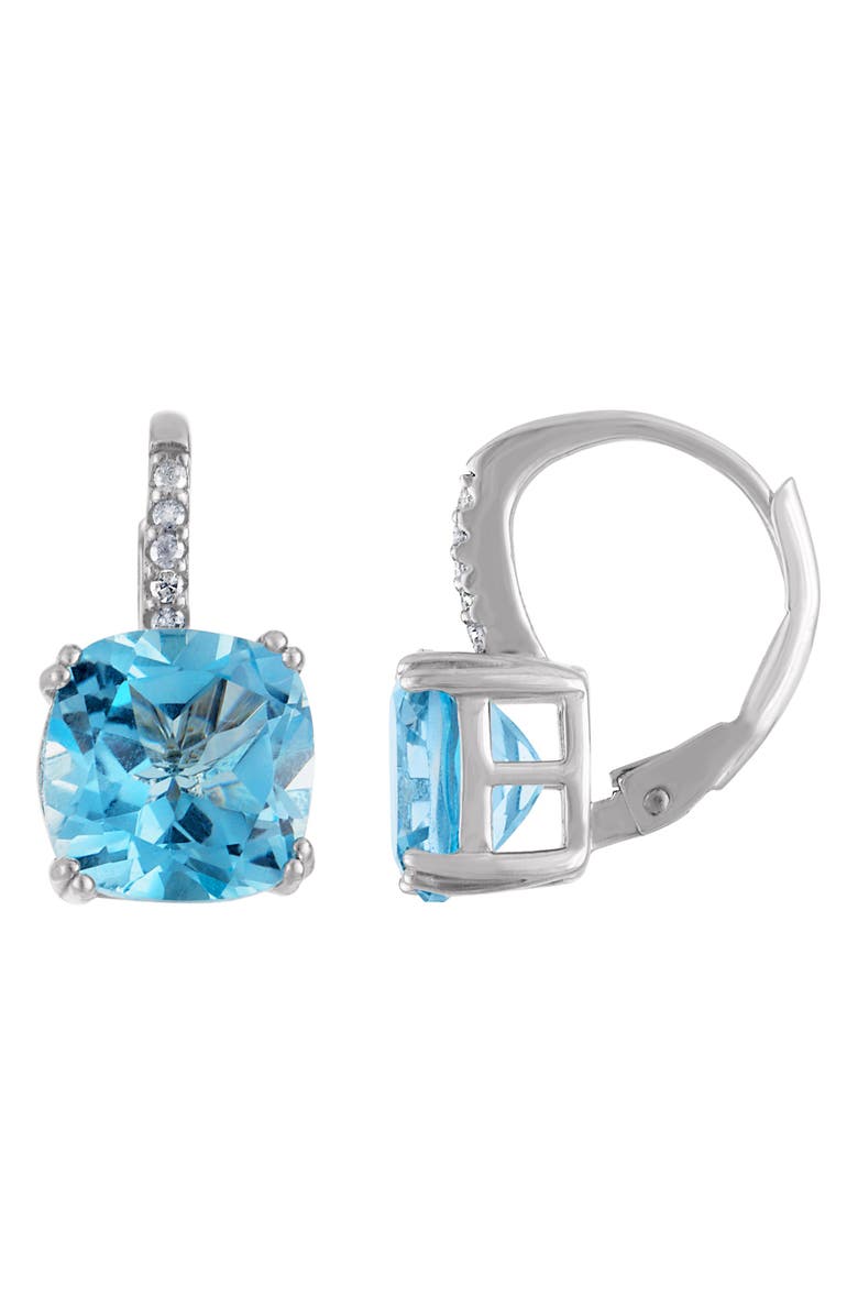 FZN Sterling Silver Diamond & Blue Topaz Earrings, Main, color, White