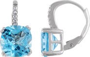 FZN Sterling Silver Diamond & Blue Topaz Earrings