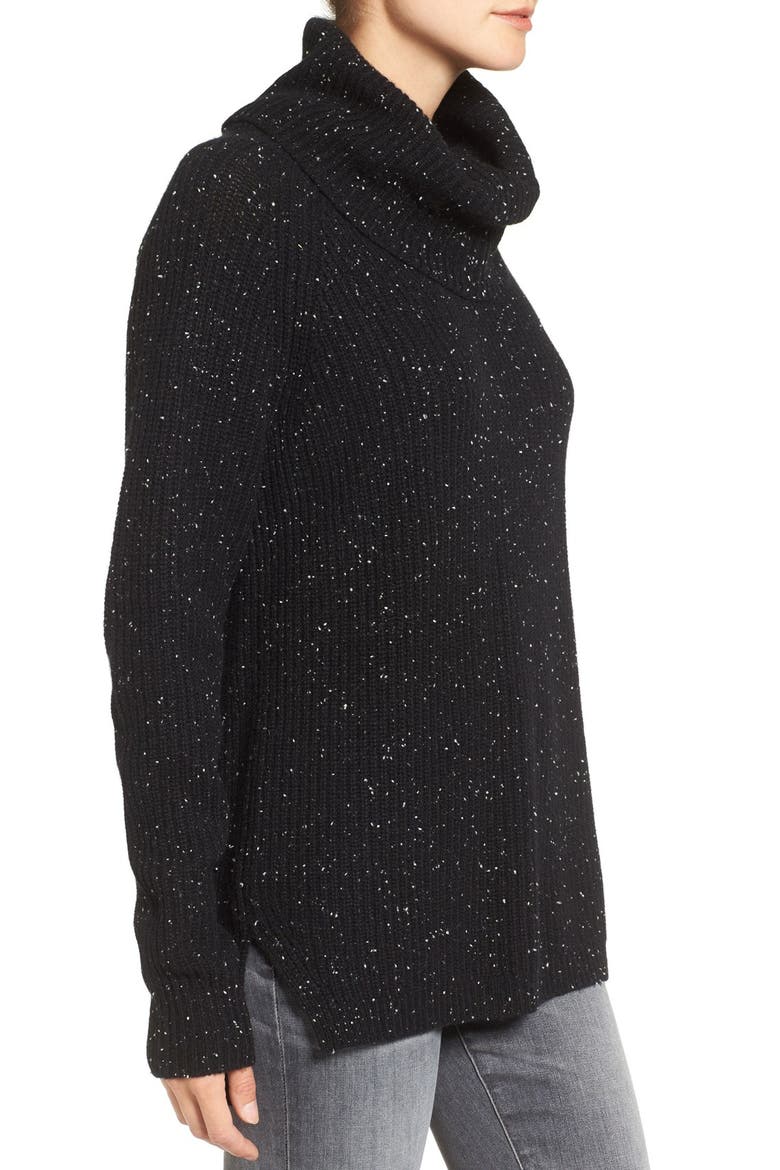 Convertible Cashmere Turtleneck Sweater, Alternate, color, DONEGAL EBONY