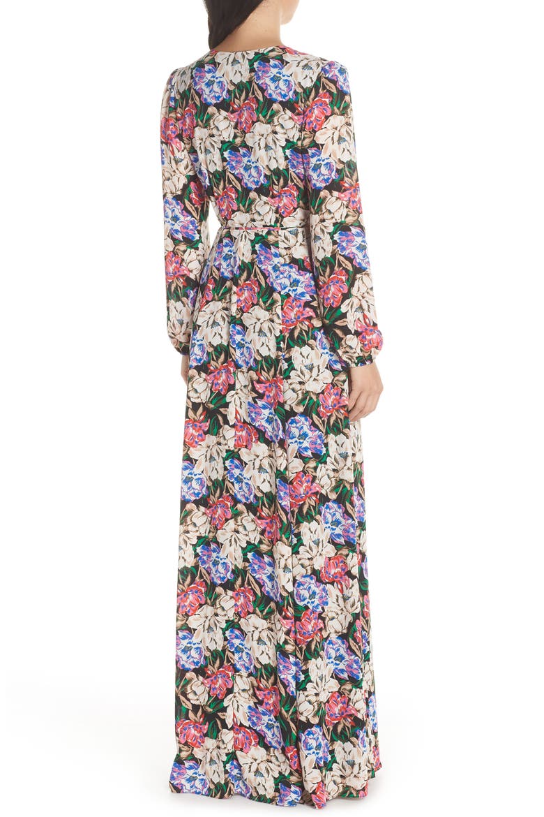 Lila Long Sleeve Wrap Gown, Alternate, color, MIDNIGHT FLORAL