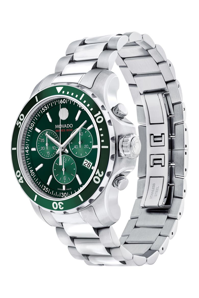 Series 800 Chronograph Bracelet Watch, 42mm, Alternate, color, GREEN