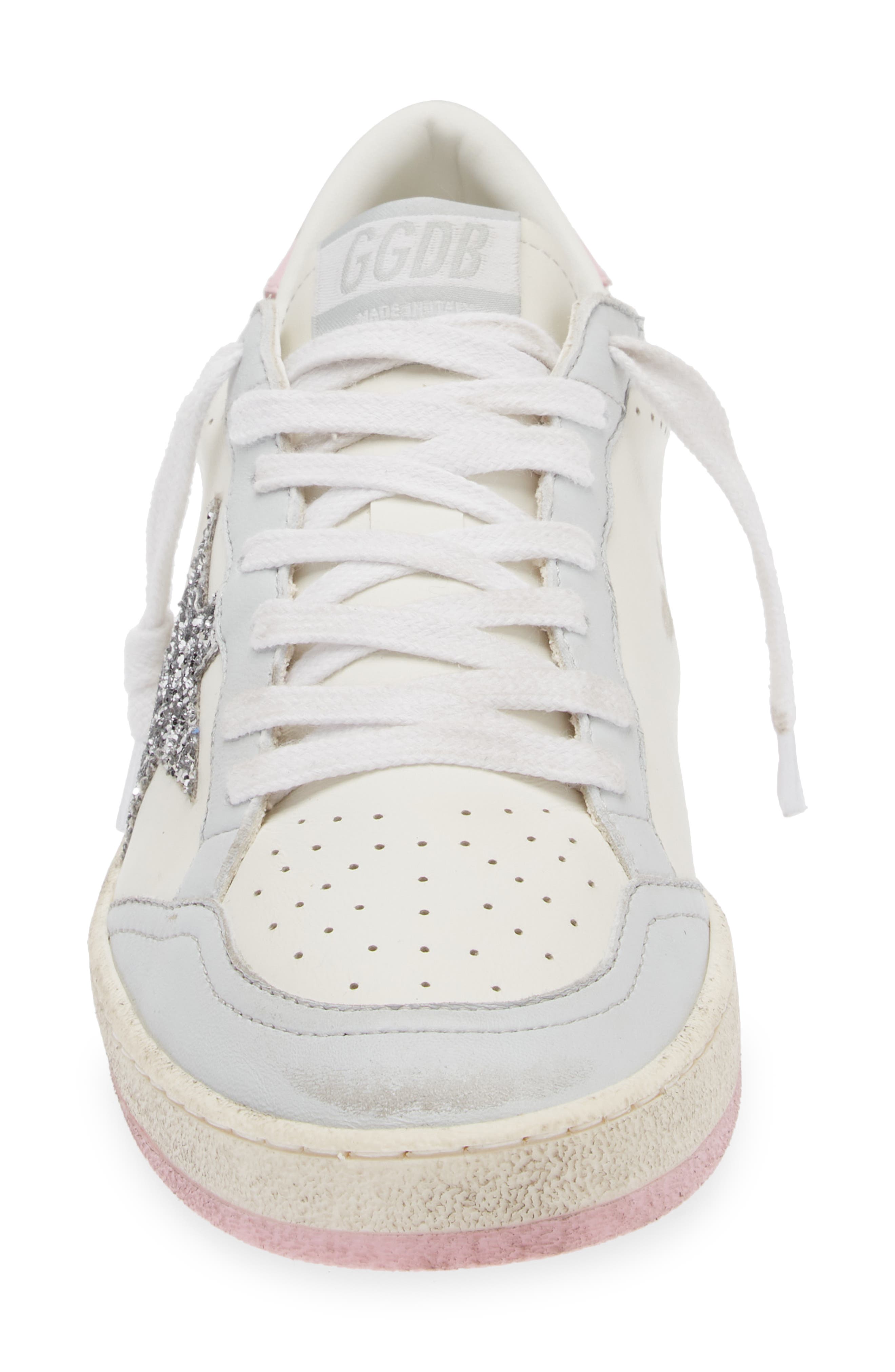 Golden Goose Ball Star Low Top Sneaker, Alternate, color, White/ Silver/ Pink