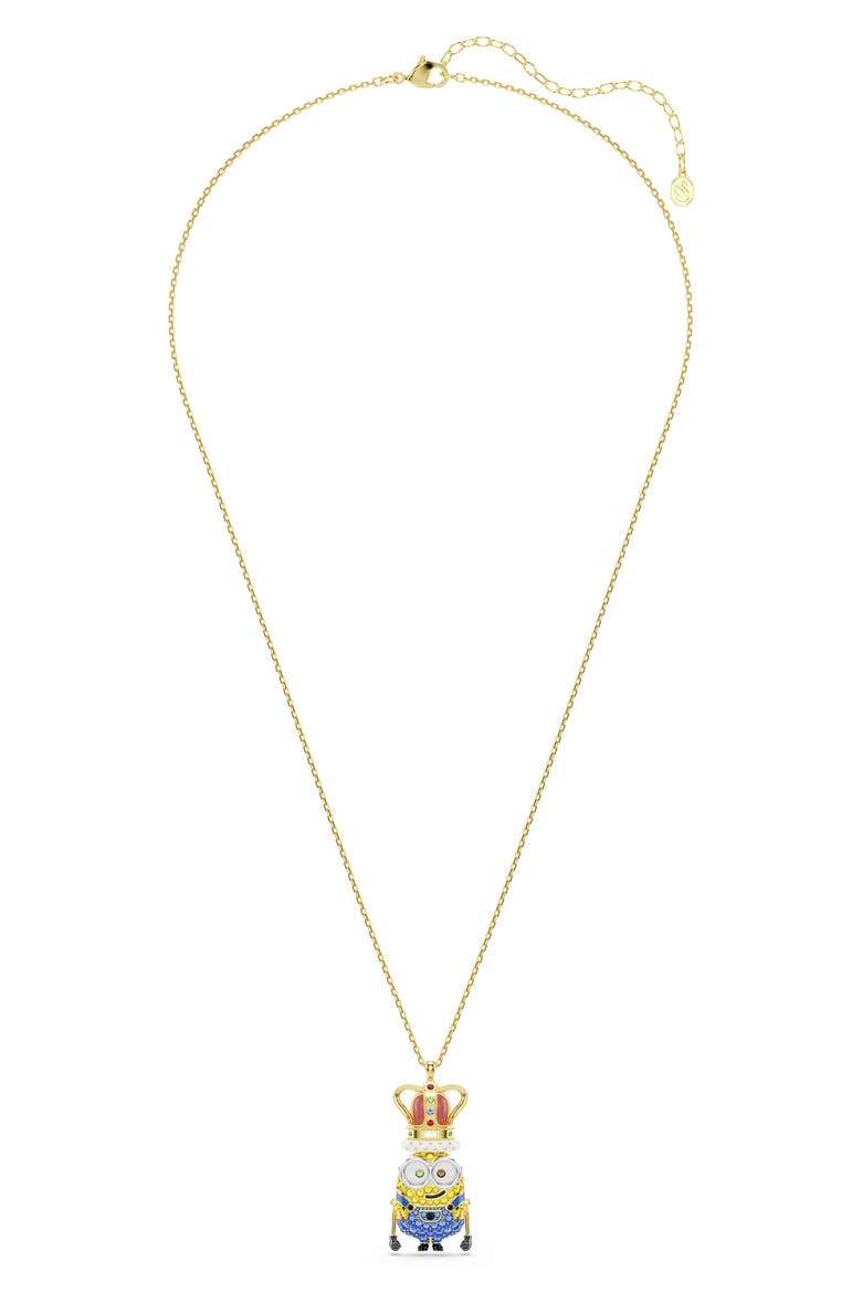 Minions® King Bob Crystal Pendant Necklace, Alternate, color, GOLD/ MULTI