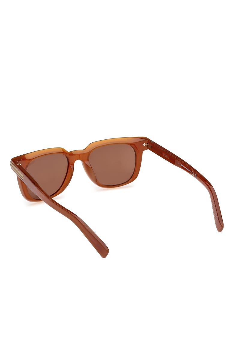 ZEGNA 50mm Geometric Sunglasses, Alternate, color, Milky Vicuna/ Brass / Brown