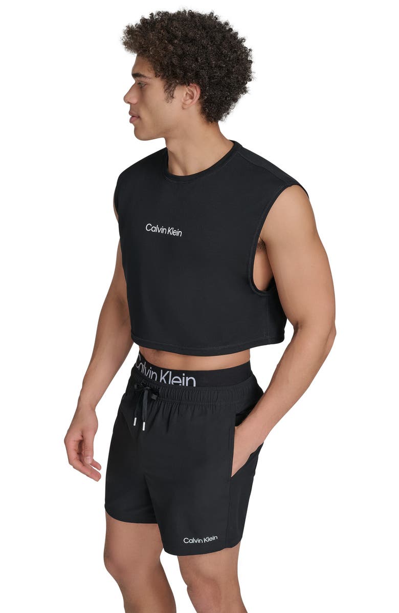 Calvin Klein Sleeveless Crop Rashguard, Alternate, color, Black