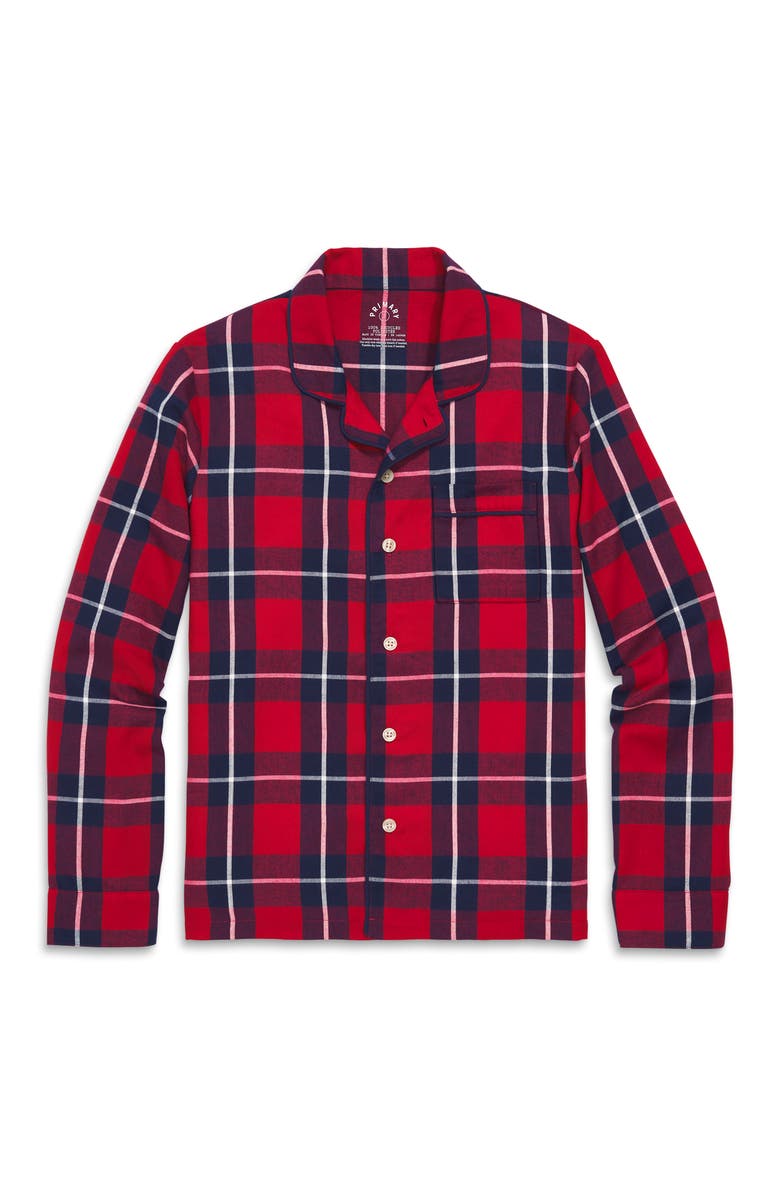 Primary Grown-Ups Plaid Flannel PJ Top, Main, color, 