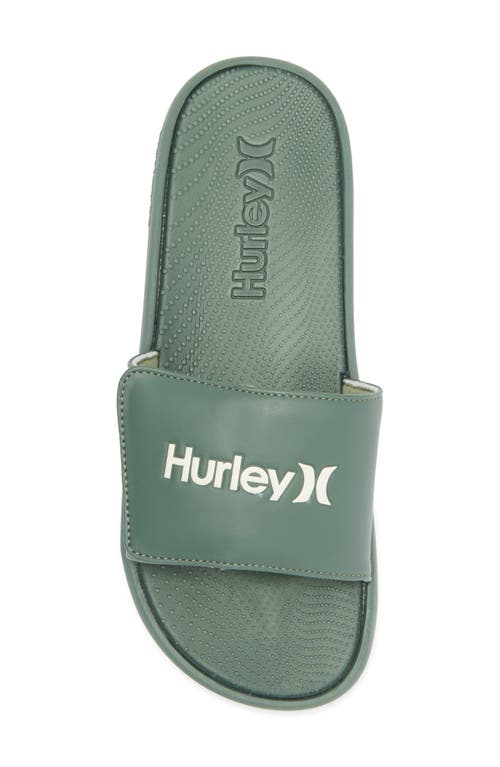 Hurley Logo Slide Sandal In Olive/khaki