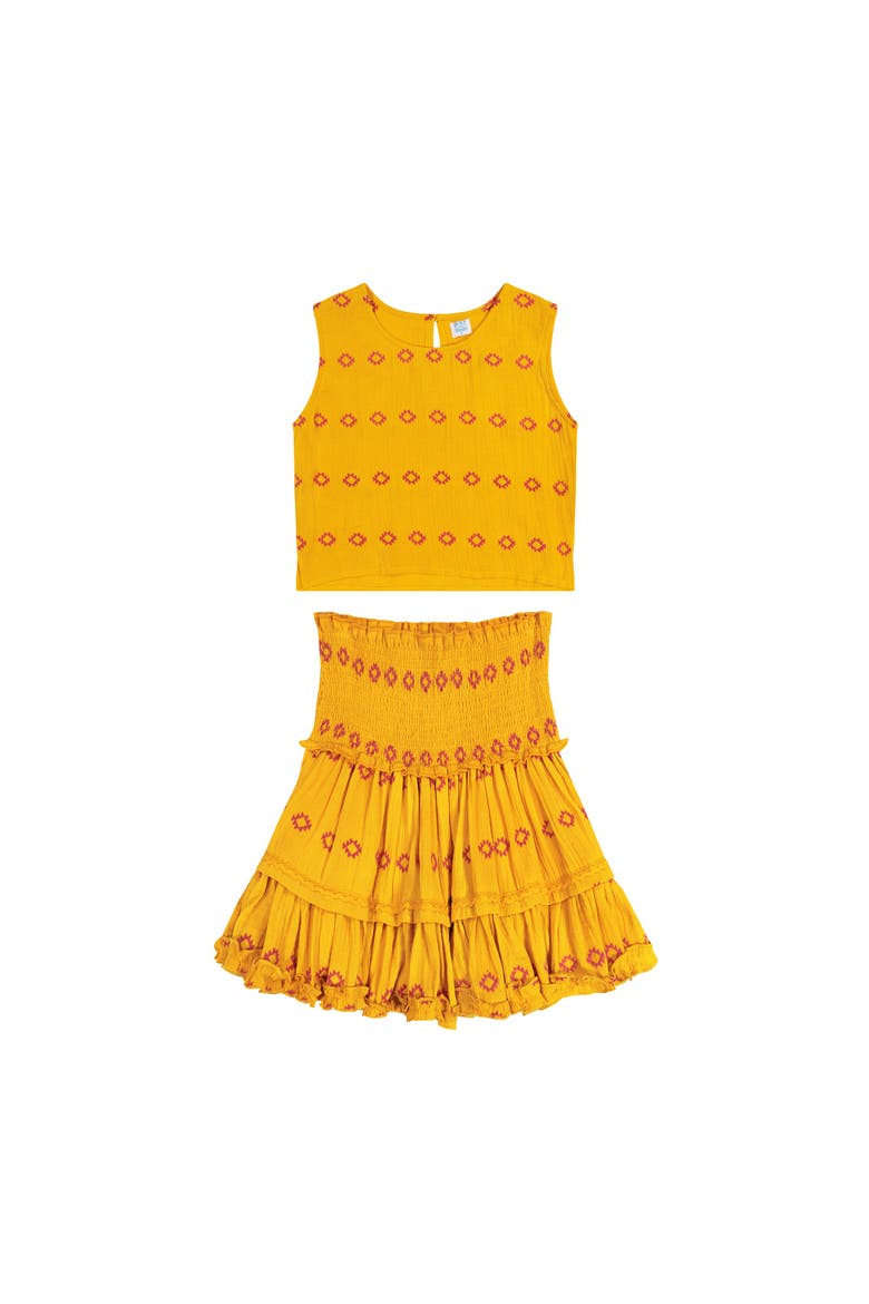 Maribel Cropped Tank and Skirt Set, Alternate, color, Marigold Embroidery