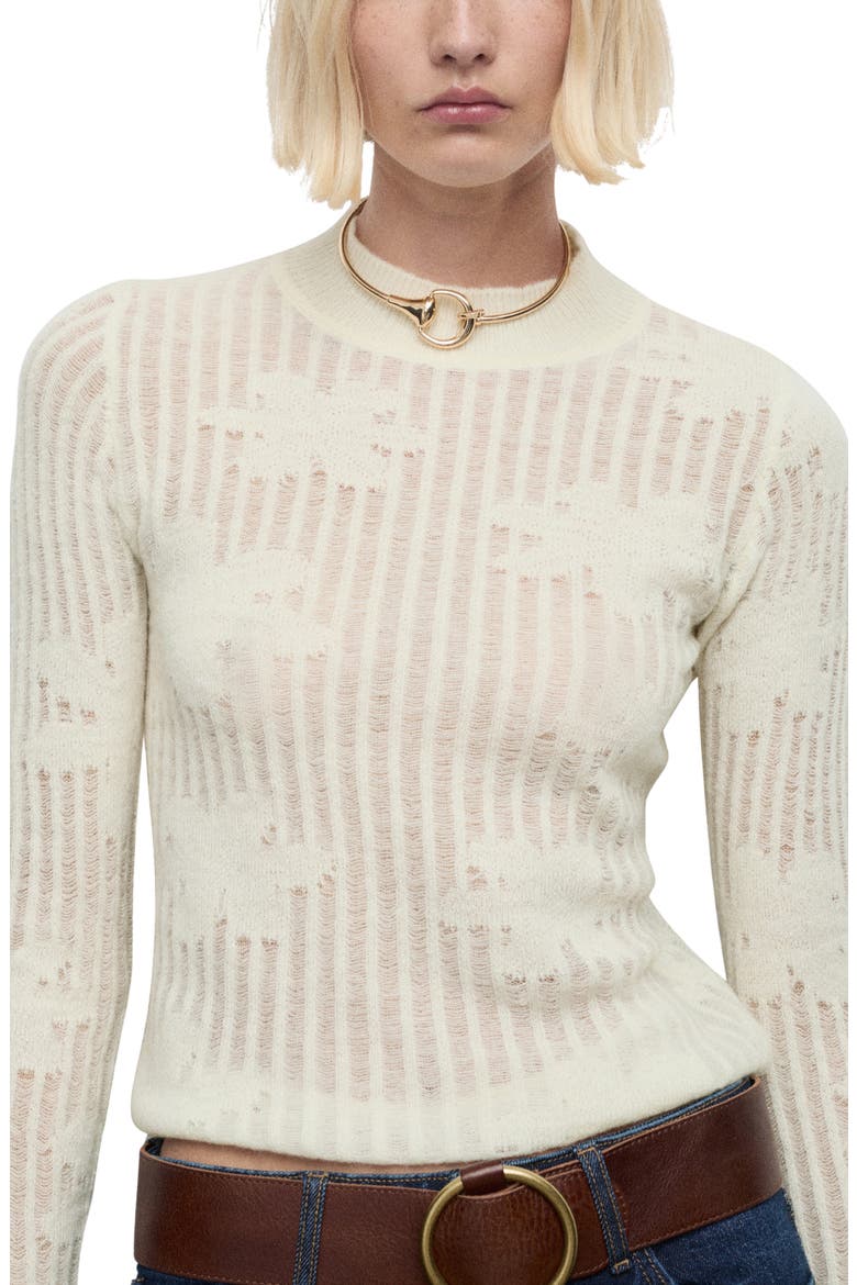 Floral Jacquard Sweater, Main, color, ECRU