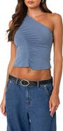 EDIKTED Ivy Ruched One-Shoulder Crop Top