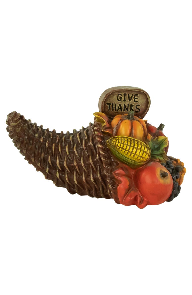 Northlight Bountiful Give Thanks Fall Harvest Cornucopia Decoration - 8.5", Main, color, 