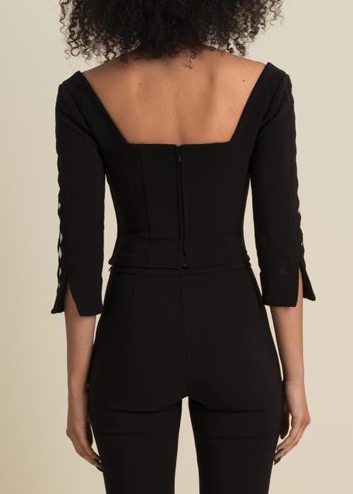 Contessa Mills Leo Structured Sateen Cutout Top In Black