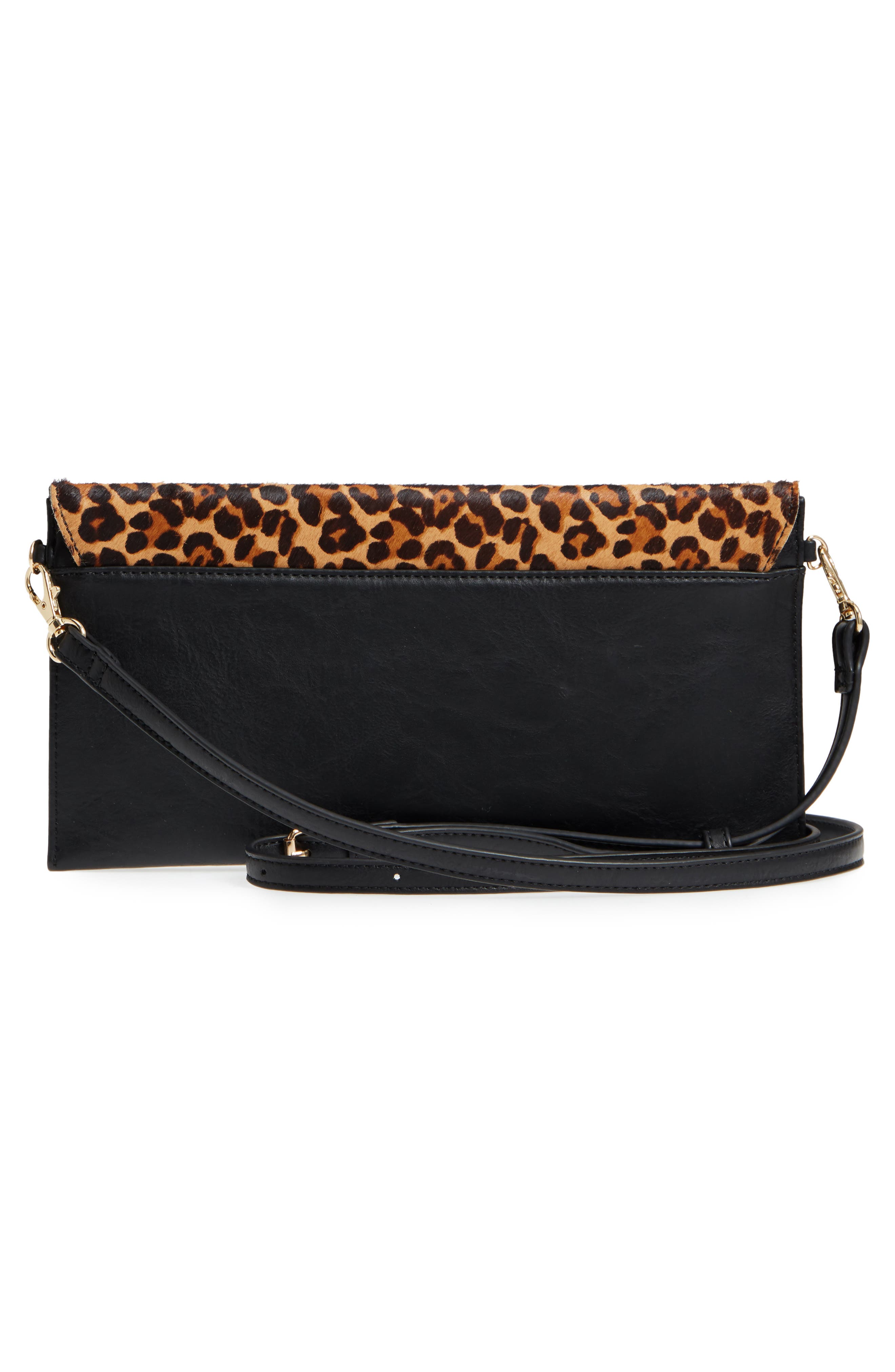 Sole Society Tesso Genuine Calf Hair Clutch, Alternate, color, 