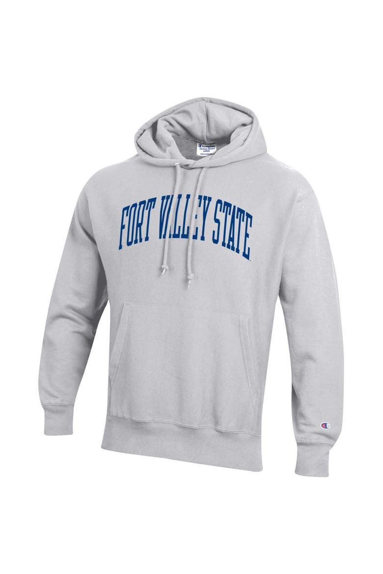 Men's Champion Gray Fort Valley State Wildcats Tall Arch Pullover Hoodie, Alternate, color, Gray