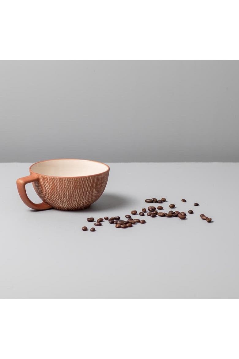 Crosshatch Latte Mugs - Set of 4, Alternate, color, Rust