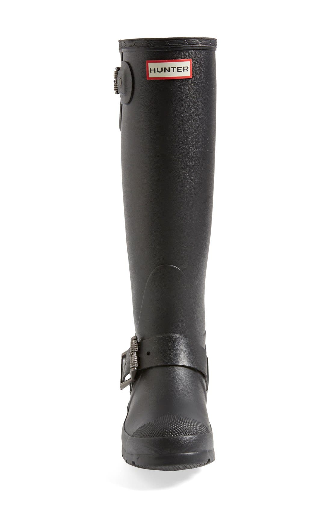 'Tall Moto' Rain Boot (Nordstrom Exclusive), Alternate, color, BLACK