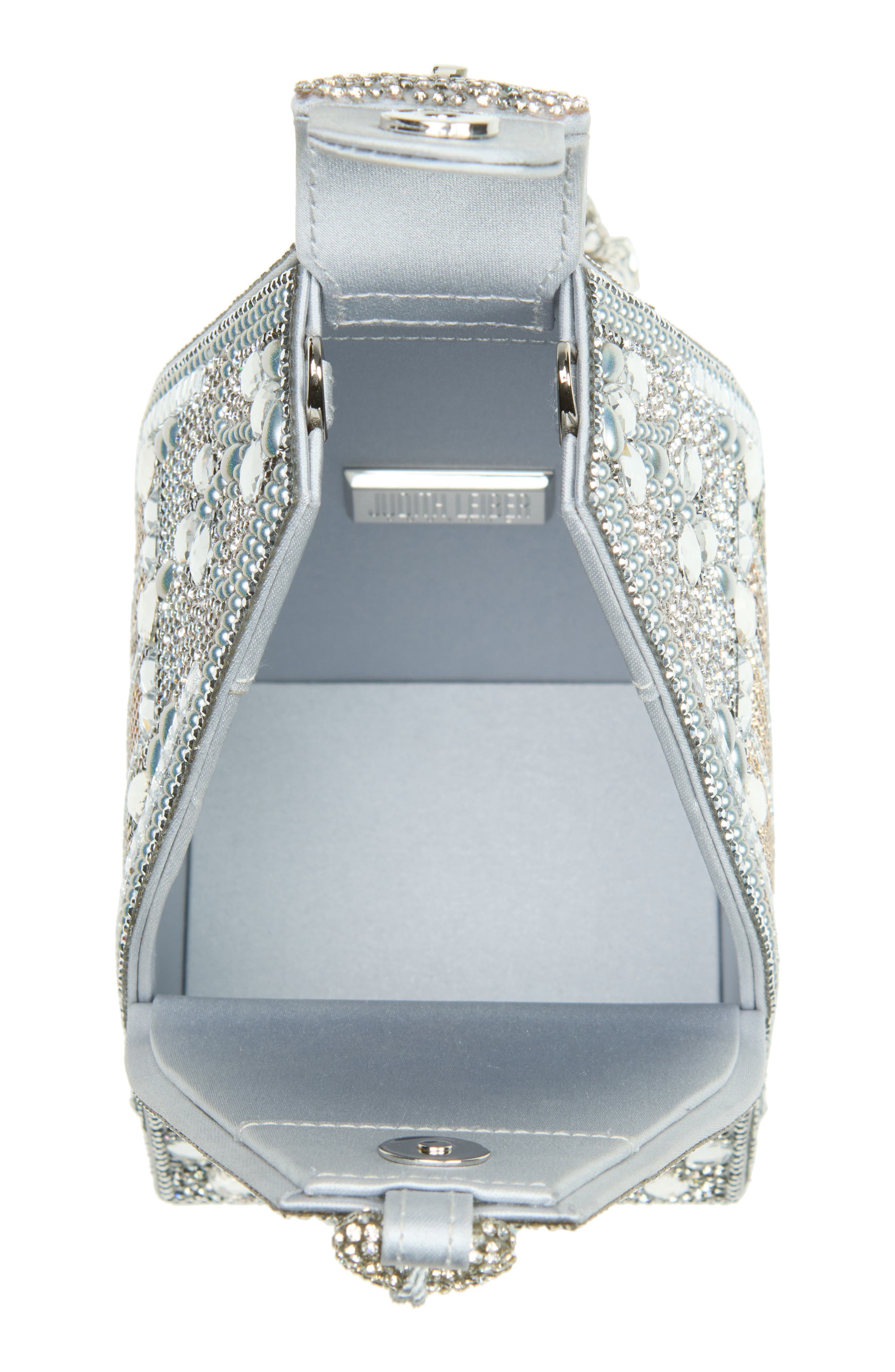 JUDITH LEIBER COUTURE Landmark Birdcage Crystal Minaudière, Alternate, color, Silver Rhine Multi