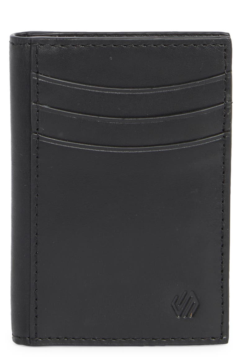 Hunter Glazed Leather Money Clip Wallet, Main, color, BLACK