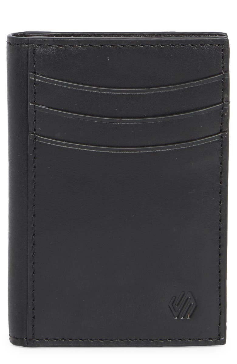 Johnston & Murphy Hunter Glazed Leather Money Clip Wallet, Main, color, Black