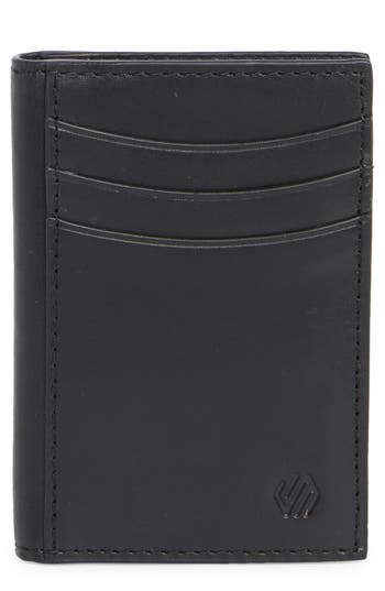 Johnston & Murphy Hunter Glazed Leather Money Clip Wallet In Black