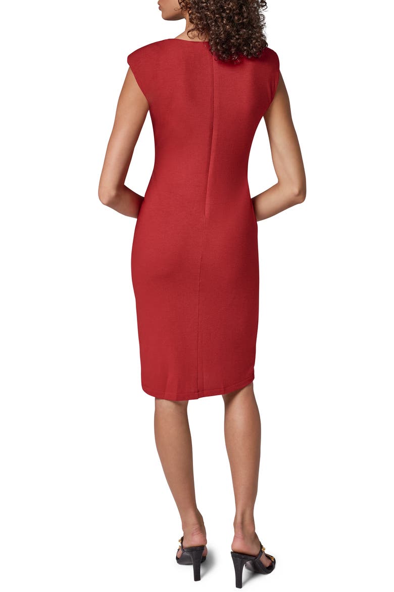 Hardware Waist Sleeveless V-Neck Dress, Alternate, color, RED VELVET