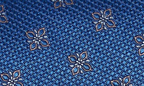 Duchamp Flower Silk Tie In Blue