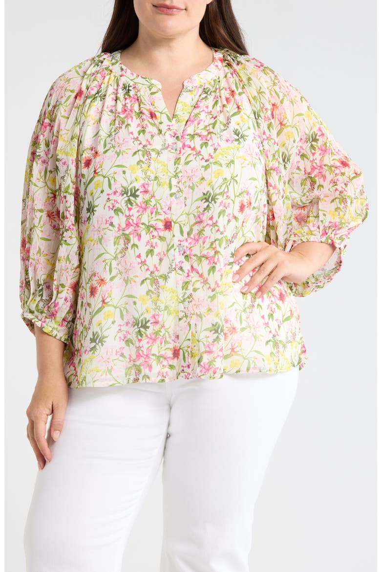 Floral Button-Up Shirt, Main, color, iVORY/RASPBERRY