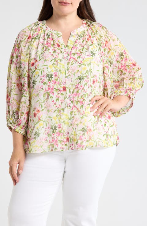 Floral Button-Up Shirt (Plus)