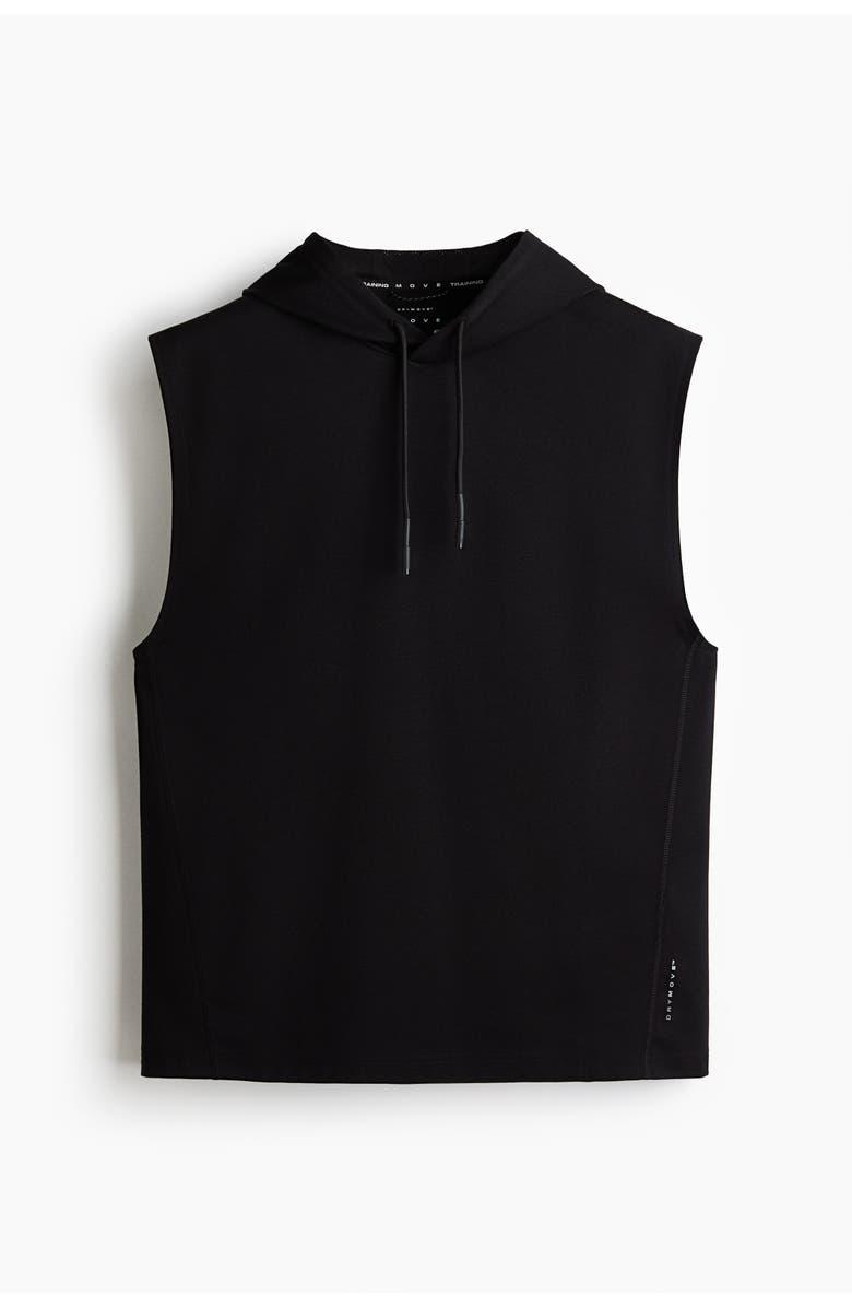 H&M Regular Fit Sleeveless Sports Hoodie With Drymove, Main, color, Black