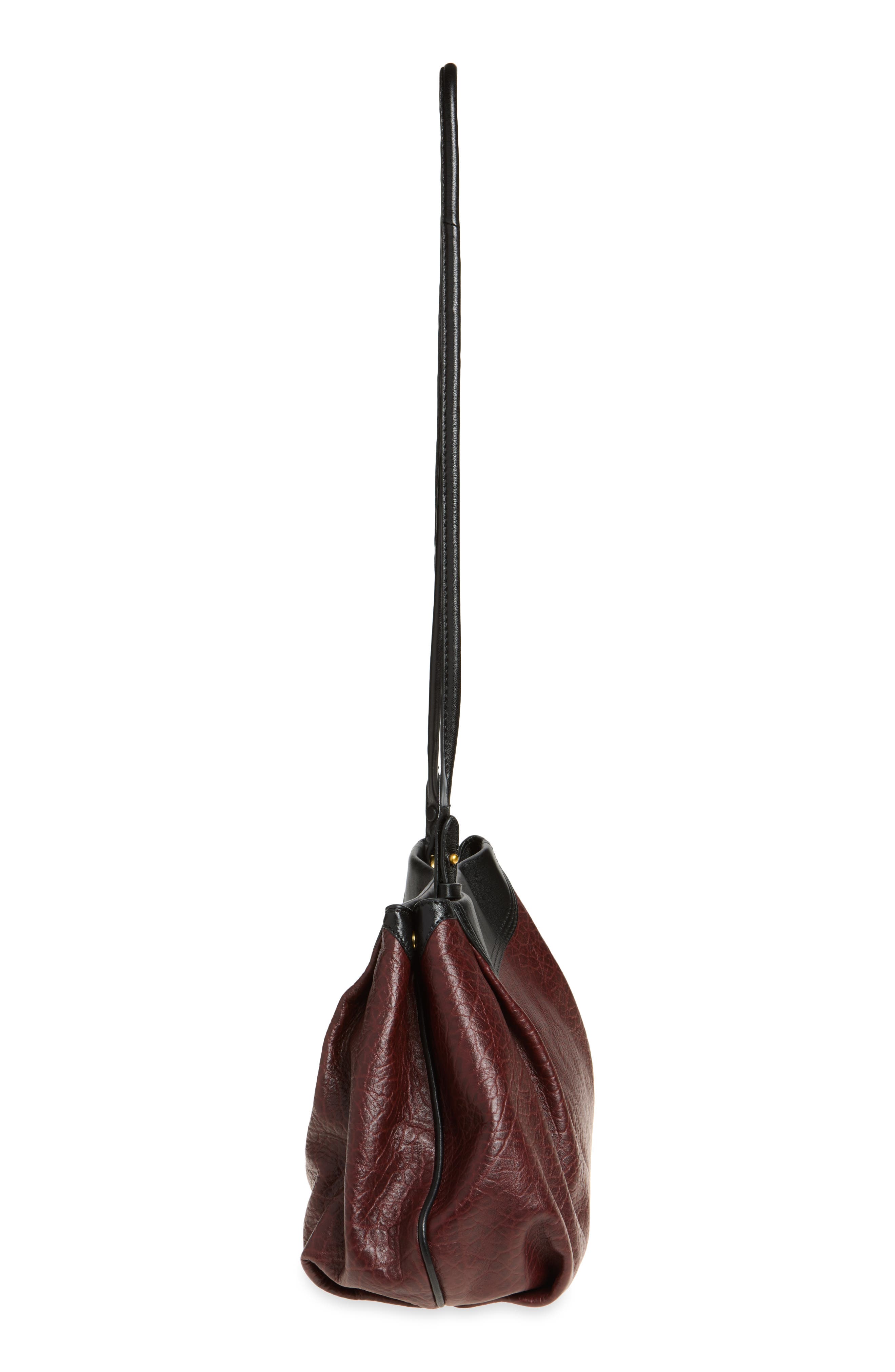 Two-Tone Leather Shoulder Bag, Alternate, color, BORDEAUX 359