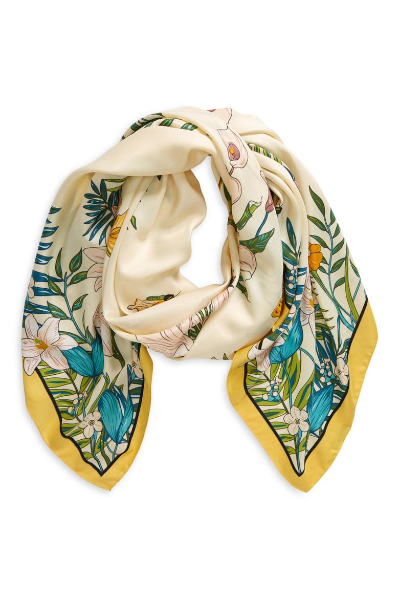 Butterfly Floral Scarf, Alternate, color, IVORY MULTI