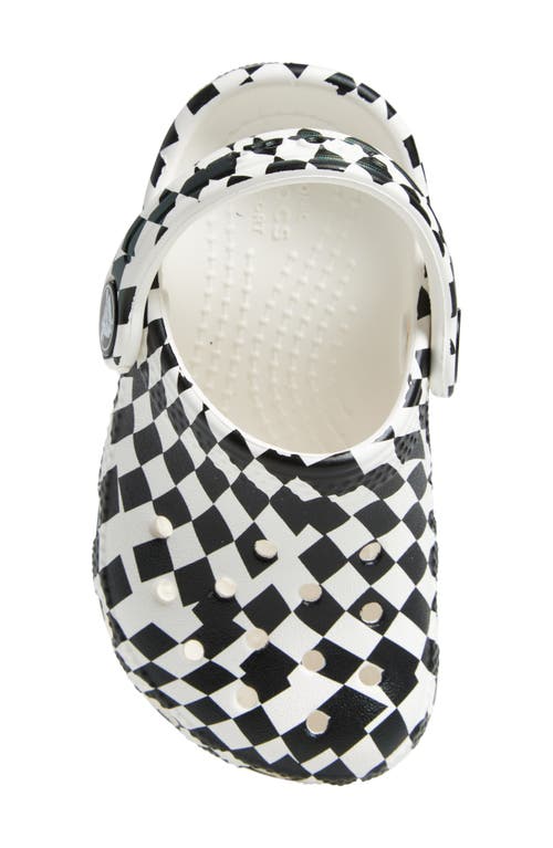Crocs Kids' Warped Check Classic Clog In White/black