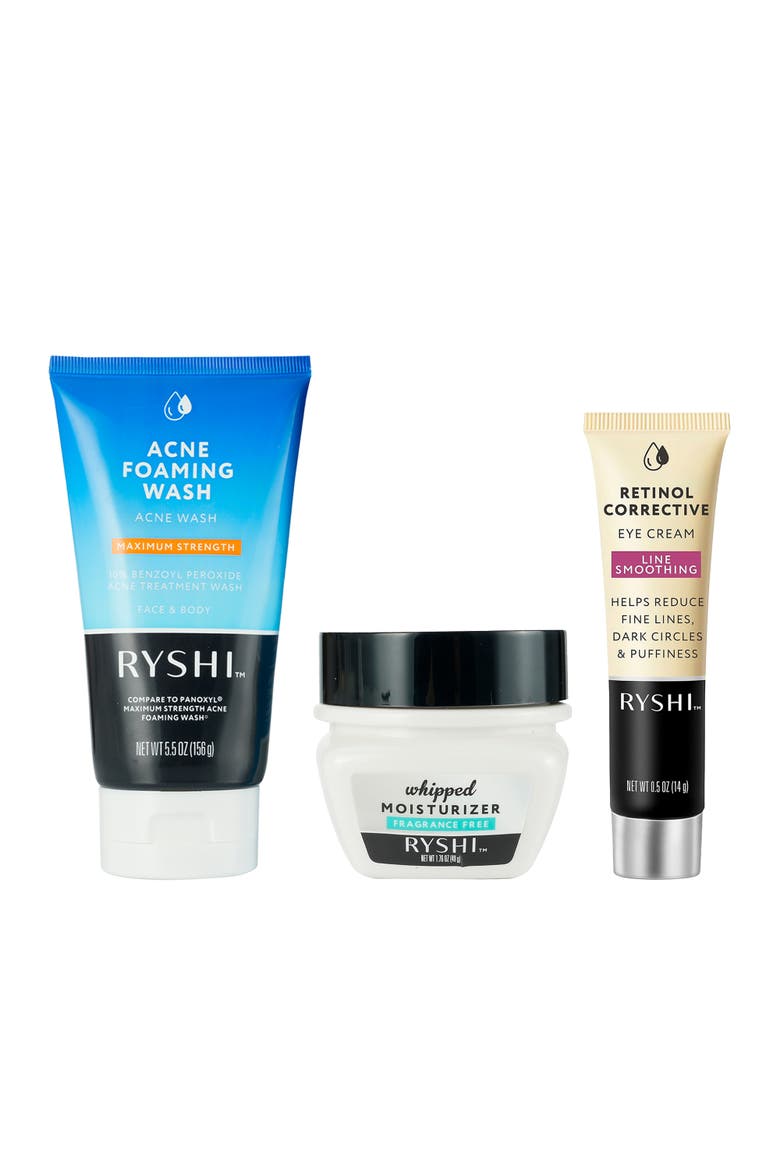 Clear & Renew Skincare Trio Acne Foaming Wash, Whipped Moisturizer & Retinol Corrective Eye Cream, Main, color, White