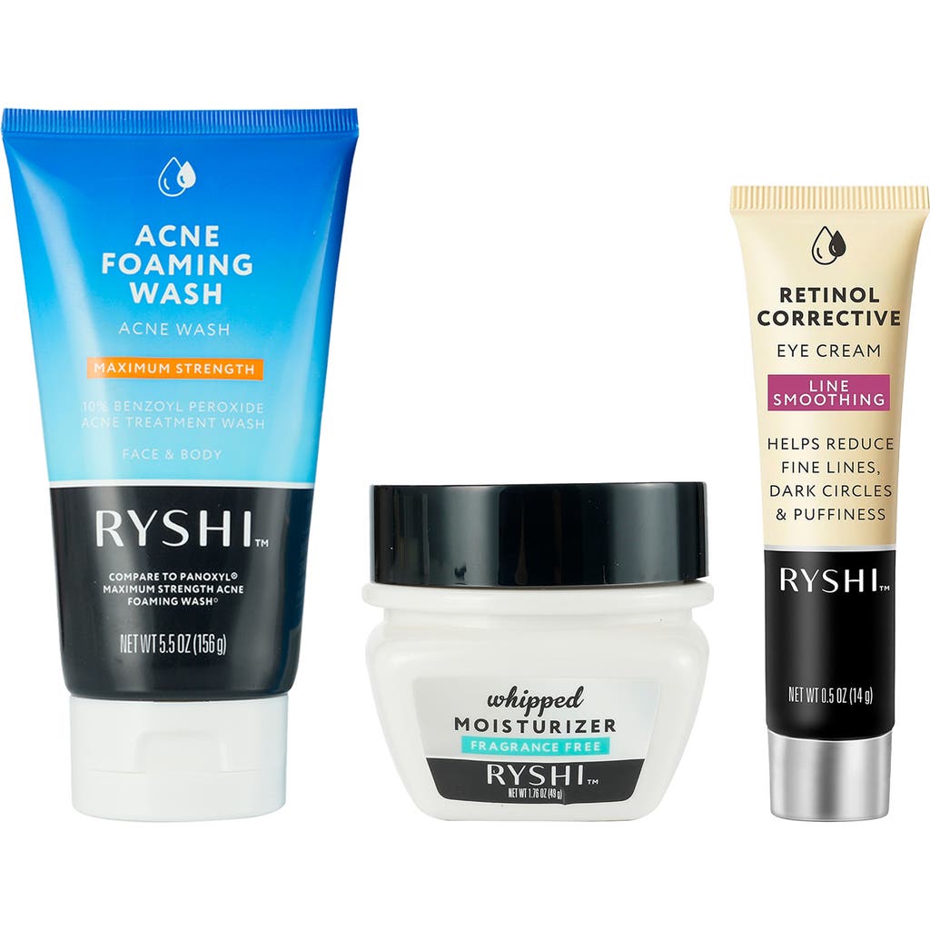 Pursonic Clear & Renew Skincare Trio Acne Foaming Wash, Whipped Moisturizer & Retinol Corrective Eye In White