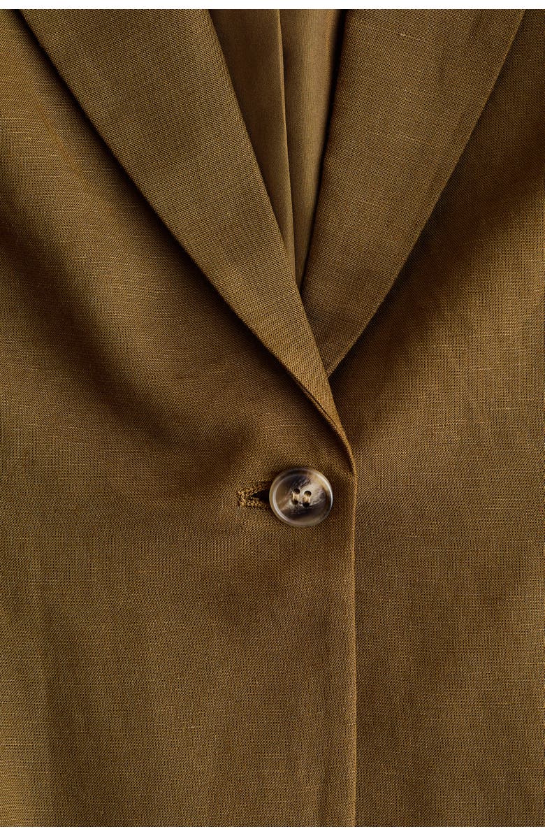 H&M Linen-blend Blazer, Alternate, color, Dark Khaki Green