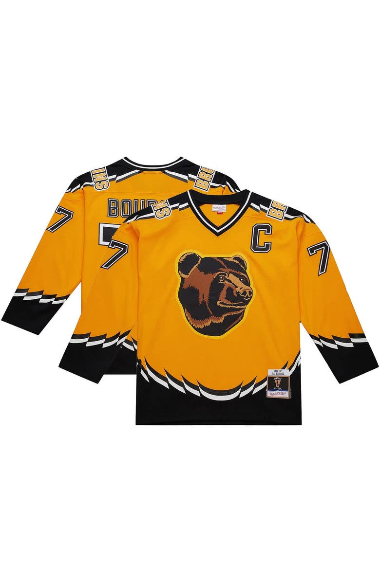 Mitchell & Ness Men's Mitchell & Ness Ray Bourque Gold Boston Bruins Big & Tall 1996-97 Blue Line 2.0 Jersey, Main, color, Gold