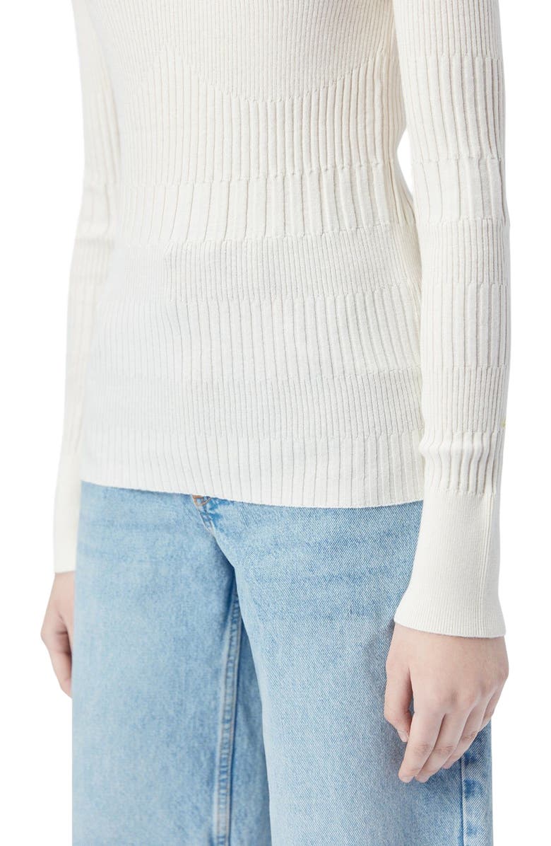 GOBI Mongolian Cashmere Ribbed Cotton Silk Cashmere Blend Sweater, Alternate, color, Whisper White