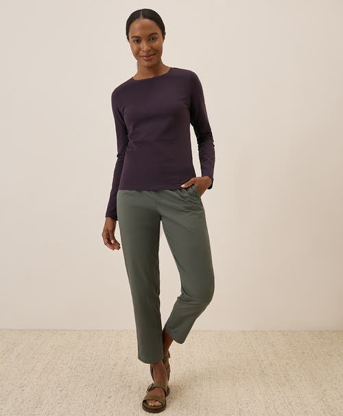 Pact Organic Cotton Luxe Stretch Jersey Slim Long Sleeve Tee In Plum