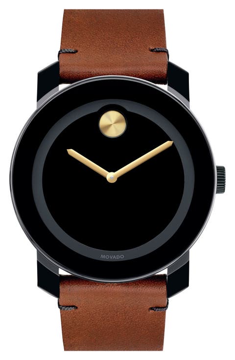 'Bold' Leather Strap Watch, 42mm