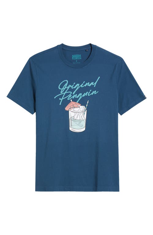 Original Penguin Ice Cube Pete Cotton Graphic T-shirt In Blue Wing Teal