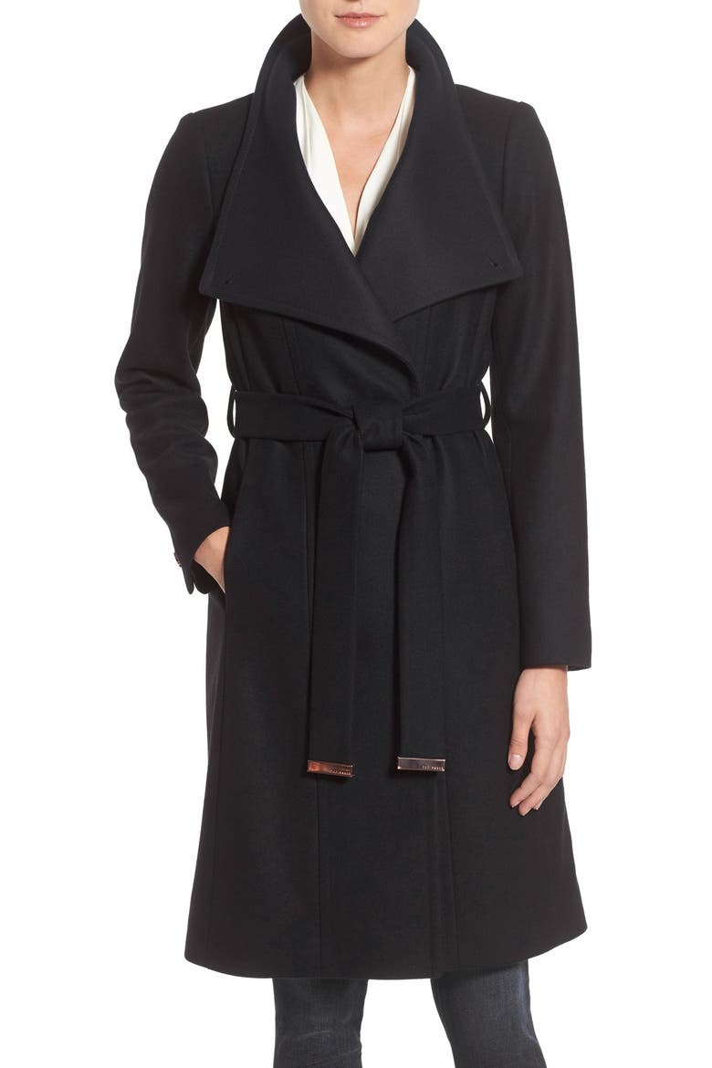 Wool Blend Wrap Coat, Main, color, BLACK