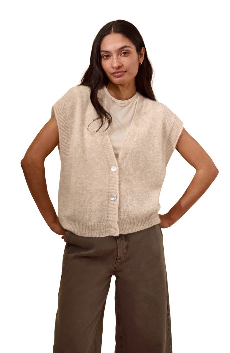 Celtic & Co. Grown On Button Up Sleeve Cardigan, Alternate, color, Oatmeal